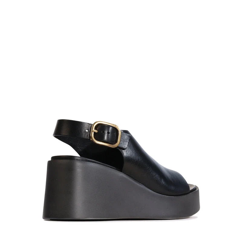 EOS Ariani Platform Wedges Black Leather