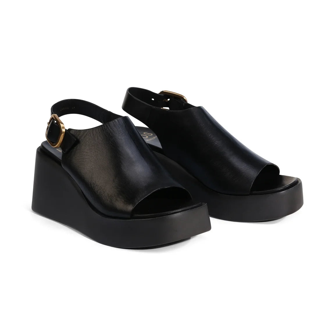 EOS Ariani Platform Wedges Black Leather
