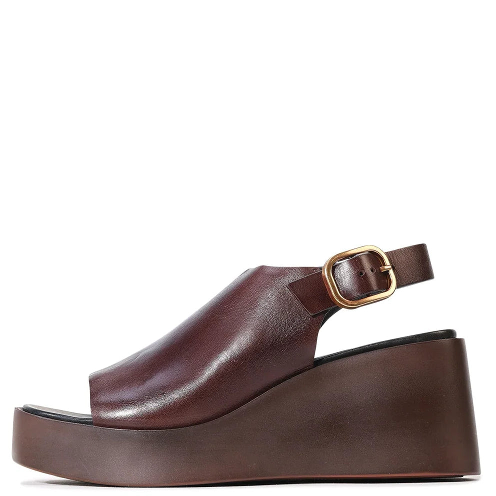 EOS Ariani Platform Wedges Chestnut Leather