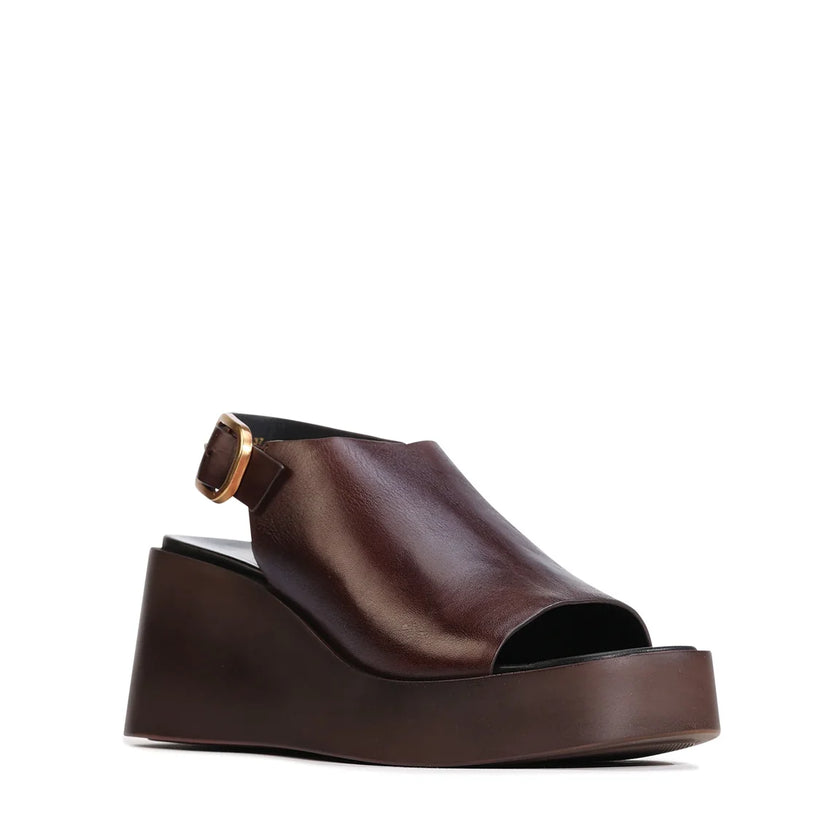 EOS Ariani Platform Wedges Chestnut Leather