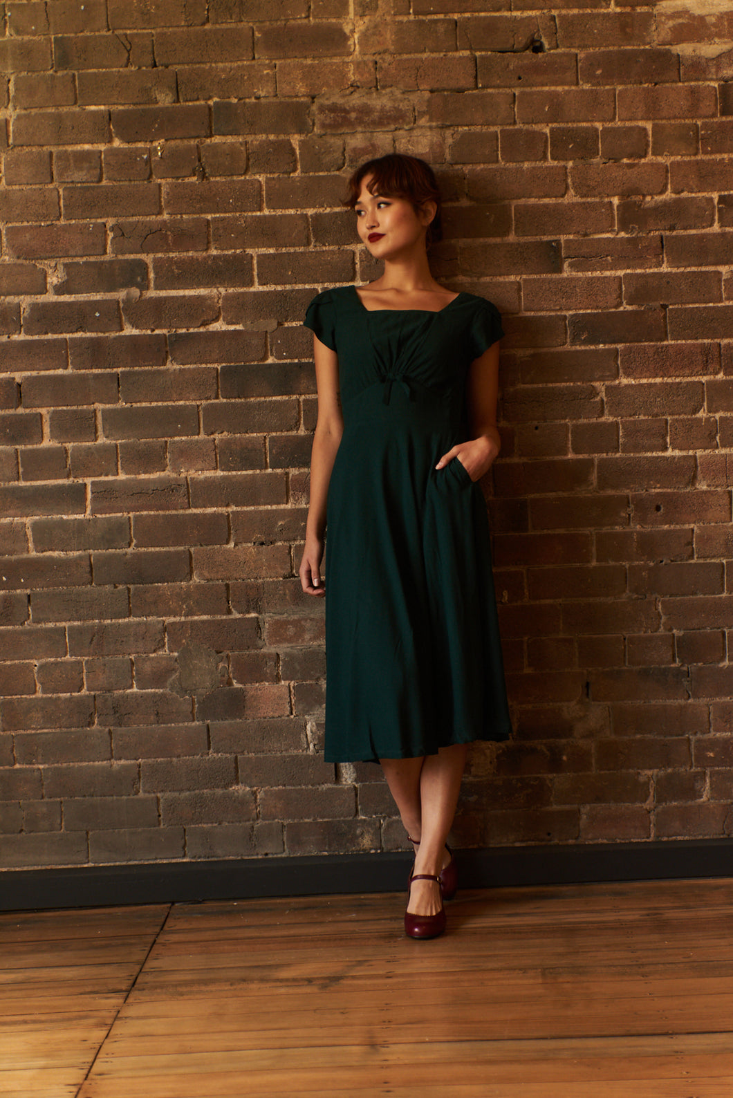 Elise Design Astrid Linen Dress Green