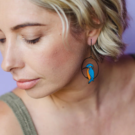 DENZ Azure Kingfisher Earrings Blue/ Orange