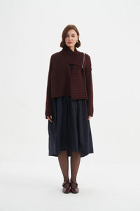 Tirelli Zip Collar Cardigan Aubergine