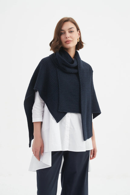 Tirelli Asymmetric Wrap Knit Navy