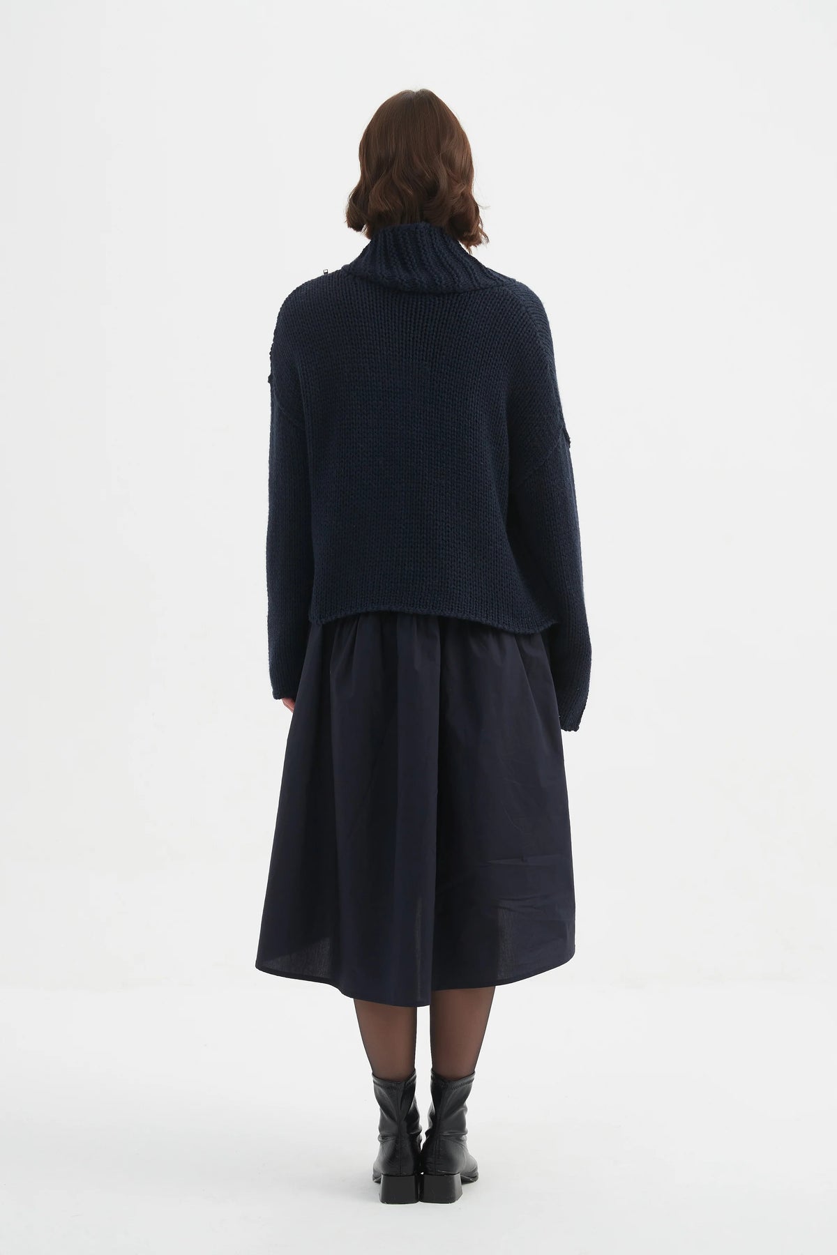 Tirelli Zip Collar Cardigan Navy