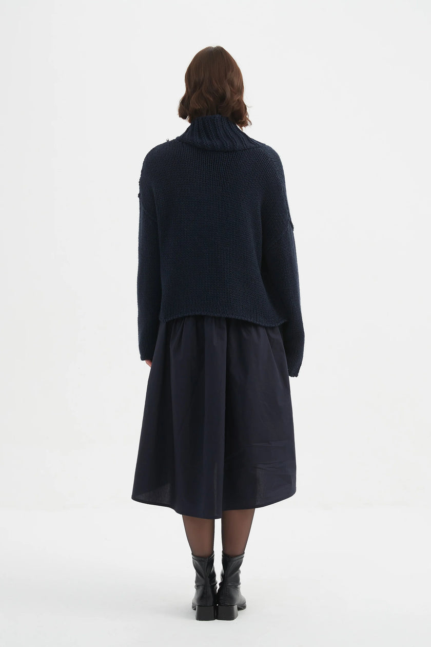 Tirelli Zip Collar Cardigan Navy