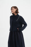 Tirelli Zip Collar Cardigan Navy