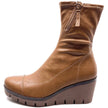 Django & Juliette Nucio Wedge Boots Tan Stretch Smooth