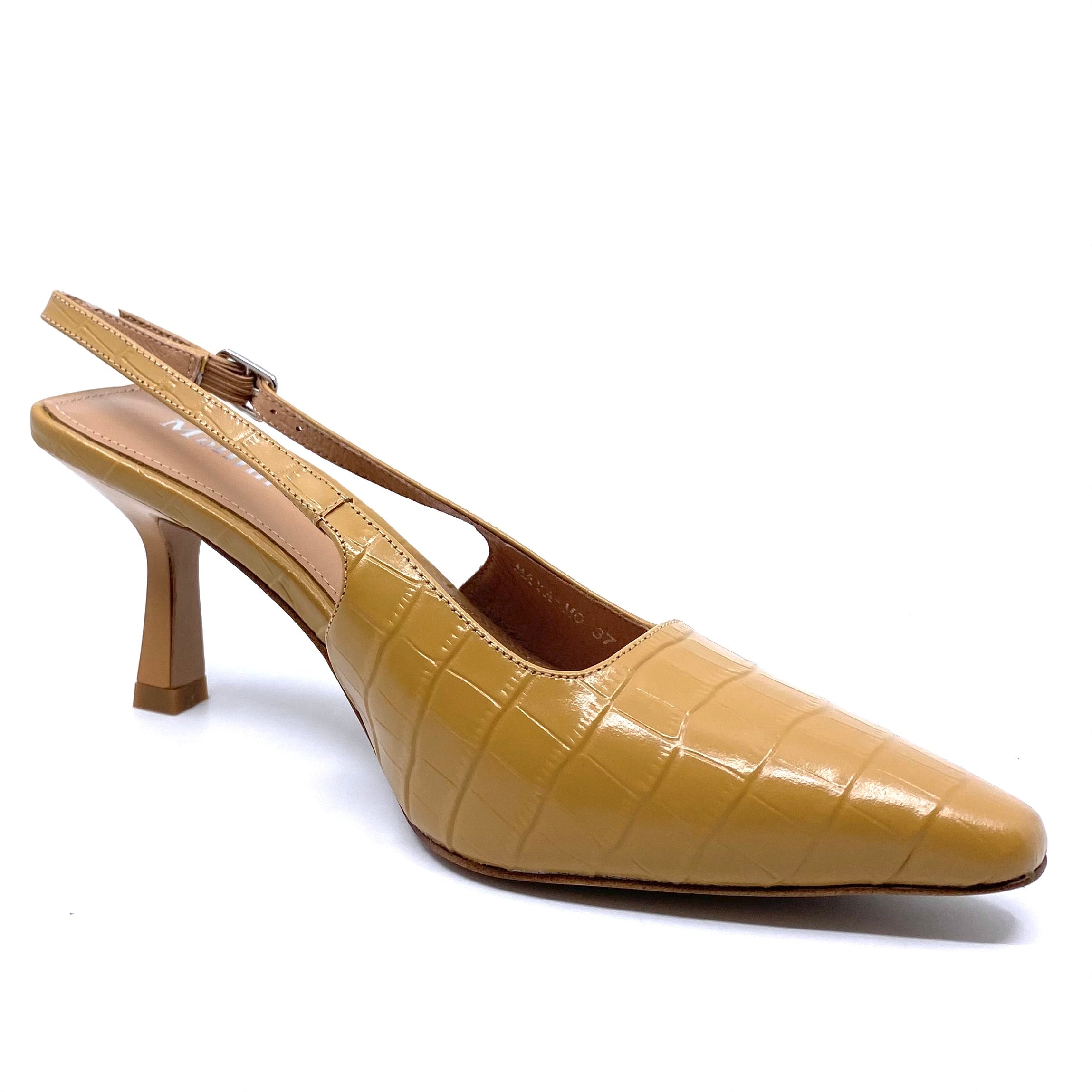 Mollini Maya Mustard Croc Leather