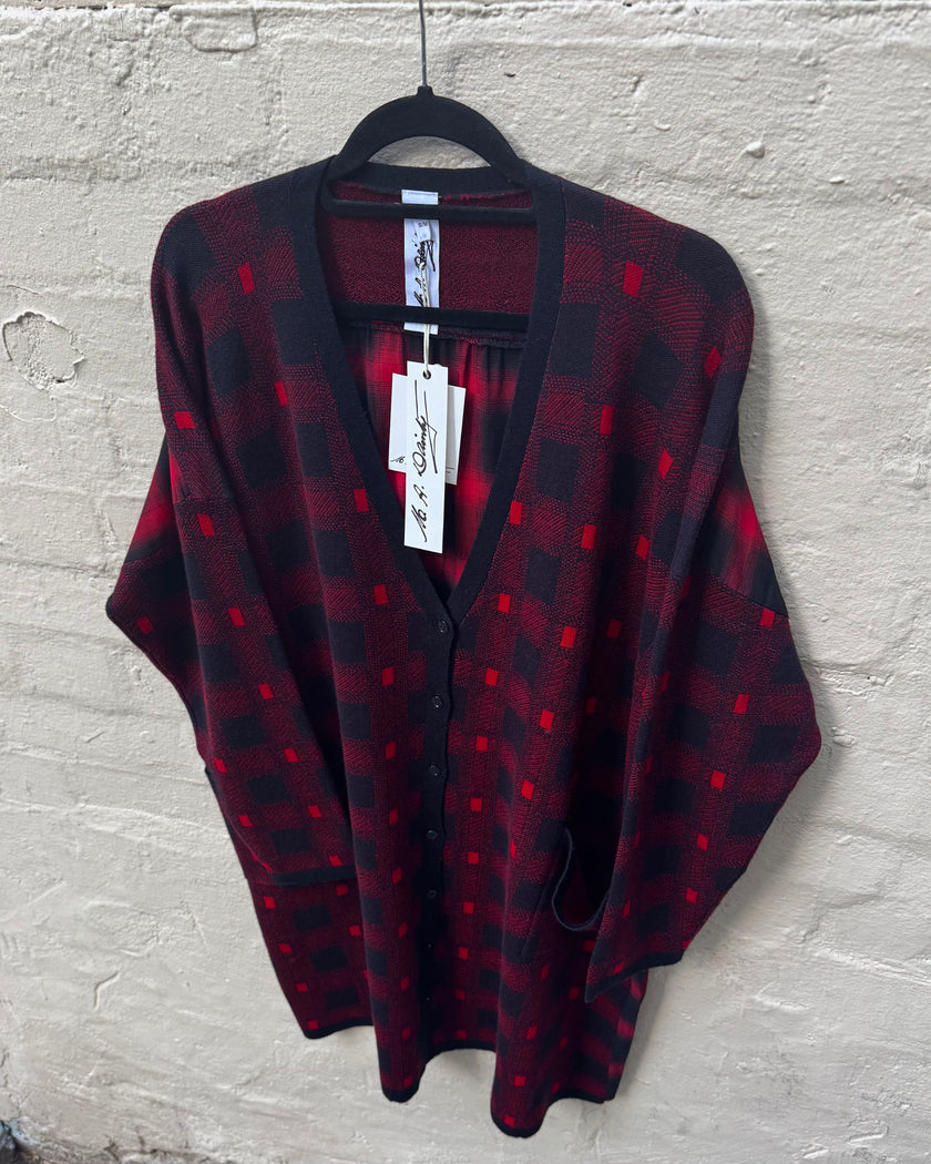 M. A. Dainty Dipper Cardigan Rodeo Check