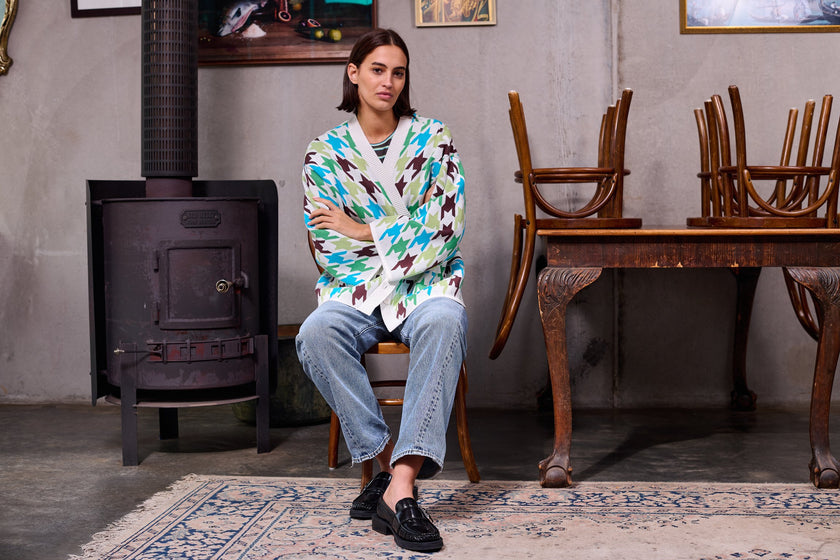 Barry Made Pimm Cardi Houndstooth