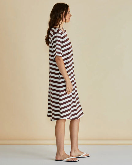 Betty Basics Eloise T-Shirt Dress Brown Stripe
