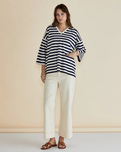 Betty Basics Raven Top Navy/Cream Stripe