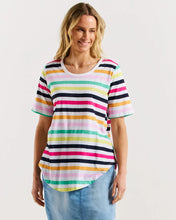 Load image into Gallery viewer, Betty Basics Ariana Tee Rainbow Stripe
