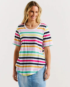 Betty Basics Ariana Tee Rainbow Stripe