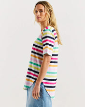 Load image into Gallery viewer, Betty Basics Ariana Tee Rainbow Stripe
