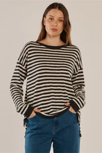 Load image into Gallery viewer, Betty Basics Natasha Knit Top Black/ Off-White Stripe
