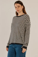 Load image into Gallery viewer, Betty Basics Natasha Knit Top Black/ Off-White Stripe

