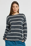Betty Basics Natasha Knit Top Charcoal Stripe