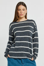 Load image into Gallery viewer, Betty Basics Natasha Knit Top Charcoal Stripe
