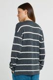 Betty Basics Natasha Knit Top Charcoal Stripe