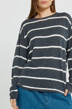 Load image into Gallery viewer, Betty Basics Natasha Knit Top Charcoal Stripe
