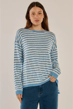 Load image into Gallery viewer, Betty Basics Natasha Knit Top Cornflower Blue Stripe
