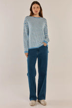 Load image into Gallery viewer, Betty Basics Natasha Knit Top Cornflower Blue Stripe
