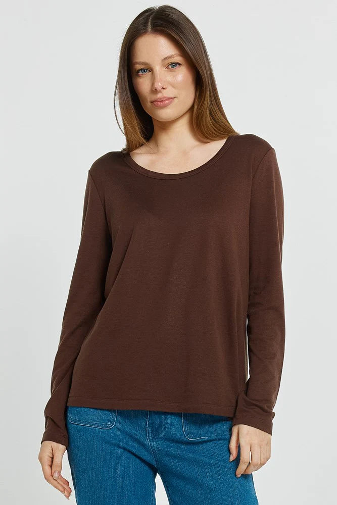 Betty Basics Westin Blended Wool Tee Chocolate