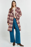 Betty Basics Sundae Coat Red Wine Check