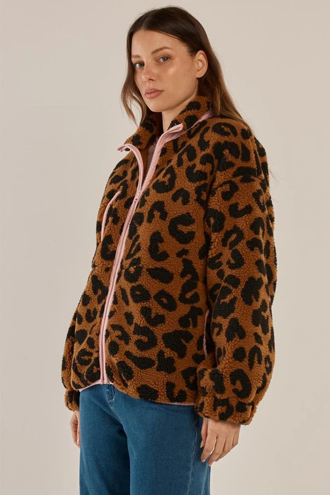 Betty Basics Jayne Fleece Jacket Animal/ Pink