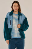 Betty Basics Jayne Fleece Jacket Teal Green/ Blue