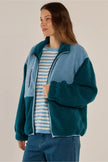 Betty Basics Jayne Fleece Jacket Teal Green/ Blue