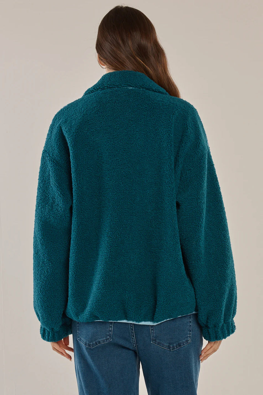 Betty Basics Jayne Fleece Jacket Teal Green/ Blue