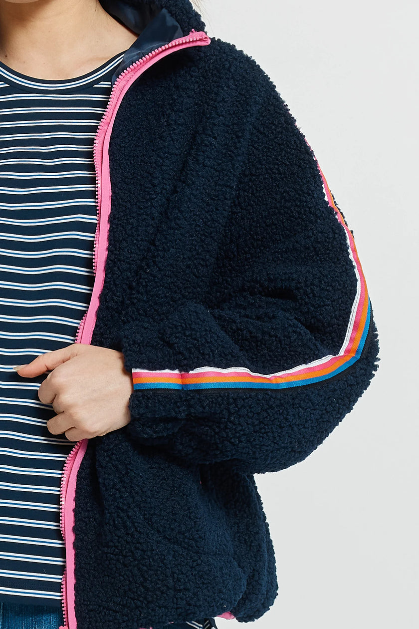 Betty Basics Aubrey Fleece Jacket Navy/ Rainbow