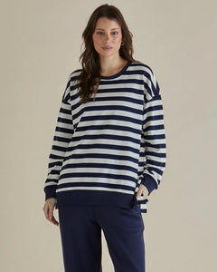 Betty Basics Easy Crew Sweat Navy Stripe