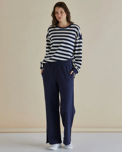 Betty Basics Easy Crew Sweat Navy Stripe