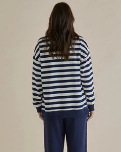 Betty Basics Easy Crew Sweat Navy Stripe