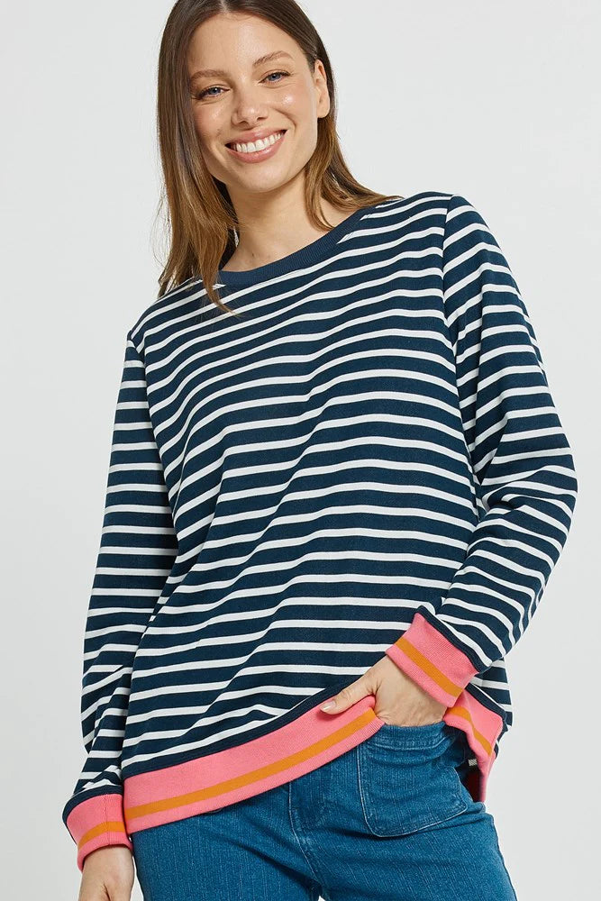 Betty Basics Tyra Sweat Navy/White Stripe