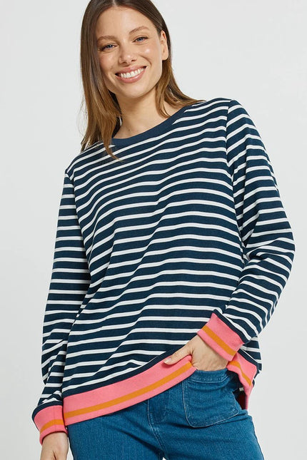Betty Basics Tyra Sweat Navy/White Stripe