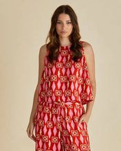 Load image into Gallery viewer, Betty Basics Copacabana Shell Top Sardinia Deo Print Red
