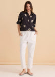 Betty Basics Reagan Poplin Shirt Black Leopard Print