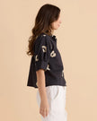 Betty Basics Reagan Poplin Shirt Black Leopard Print