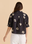 Betty Basics Reagan Poplin Shirt Black Leopard Print
