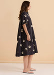 Betty Basics Savannah Swing Shirt Dress Black Leopard Print