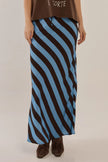 Betty Basics Bec Bias Skirt Cornflower Blue/Brown Stripe
