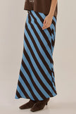 Betty Basics Bec Bias Skirt Cornflower Blue/Brown Stripe