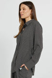 Betty Basics Tessa Tie Shirt Nutmeg Geo Print
