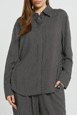 Betty Basics Tessa Tie Shirt Nutmeg Geo Print