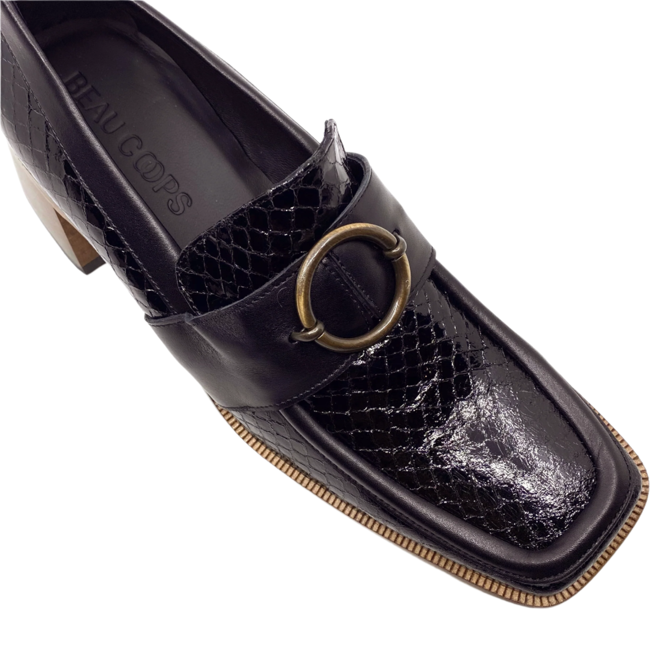 Beau Coops Anella Black Croc Leather
